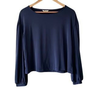 Madewell Sand Washed Navy Blue Long Sleeve Blouse